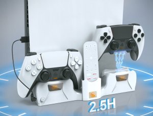 JYS Uchwyt Ścienny + Ładowarka do Padów 2w1 do Sony PlayStation PS 5 / PS5 (PS5181) 5