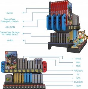 JYS Organizer / Stojak na Gry GAME BOY / SNES / N64 / NES / FC / SFC / HVC-MR / NDS3 / 3DS i Konsolę do Nintendo Switch / Switch OLED / NS198 4