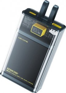 Powerbank Wekome Power bank WP-325 Vanguard Series - 20000 mAh Super Charging z wbudowanym kablem USB-C & Lightning PD 20W + QC 22.5W (Czarny / Przezroczysty) 1
