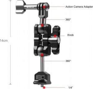 Puluz Ramię Uchwyt 3D Mocowanie Magic Arm 1/4'' na GoPro / SJCAM / XIAOMI / DJI / Insta360 / PU842B 6
