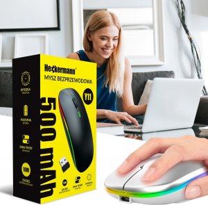 Mysz Heckermann Bezprzewodowa mysz komputerowa Heckermann Y11 Srebrna 6