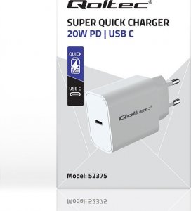 Ładowarka Qoltec Ładowarka Super Quick PD | USB-C | 20W | 5-12V | 1.67-3A | Biała 6