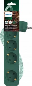 Philips Przedłużacz, 4 gniazda, 1,5m, zielony (CHP2147G/60) 2