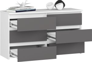 Fabryka Mebli Akord Komoda do salonu CL 100 cm 6 szuflad klasyczna - biała grafit szary 2