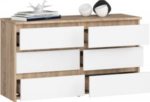 Fabryka Mebli Akord Komoda do salonu CL 100 cm 6 szuflad klasyczna - dąb sonoma biała 2