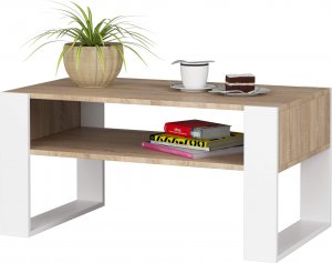 Fabryka Mebli Akord Ława kawowa DOMI 92 cm 2 poziomy stolik kawowy - dąb sonoma biała 2