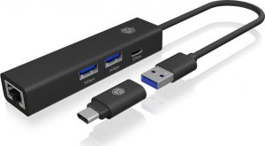 HUB USB Icy Box Hub IB-HUB1439-LAN 4w1 HUB, 1x USB-C, 2xUSB-A, 1x LAN 3