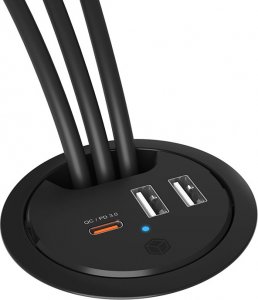 Icy Box IB-HUB1407 3 Port ładowarka do biurka, 2x USB-A, 1x USB-C, otwór 60mm 2