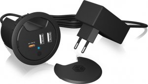 Icy Box IB-HUB1407 3 Port ładowarka do biurka, 2x USB-A, 1x USB-C, otwór 60mm 3