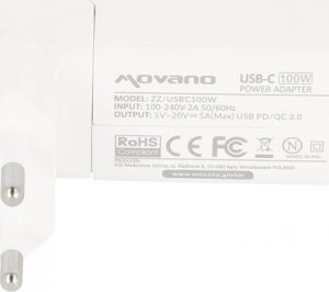 Zasilacz do laptopa Movano 100 W, USB-C, 5 A,  (ZZ/USBC100W) 8