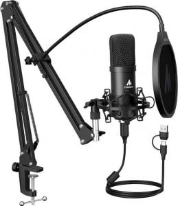 Mikrofon Maono Mikrofon z statywem Maono A04E (czarny) 1