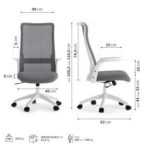Krzesło biurowe SENSE7 JUNO szare 7