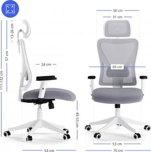 Krzesło biurowe SENSE7 Tone Biało-szare 4