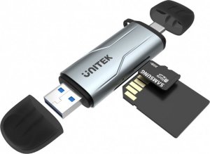 Czytnik Unitek SD/microSD USB-A 5Gbps/USB-C szary (R1010A) 2