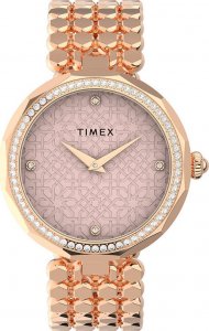 Zegarek Timex Zegarek damski Timex TW2V02800 CYRKONIE różowe złoto 1