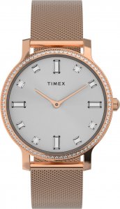 Zegarek Timex Zegarek damski Timex TW2W19200 CYRKONIE różowe złoto 1