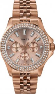 Zegarek Timex Zegarek damski Timex TW2V96700 CYRKONIE różowe złoto 1