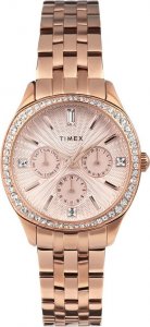 Zegarek Timex Zegarek damski Timex TW2W17800 CYRKONIE różowe złoto 1