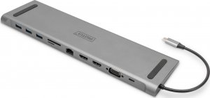 Stacja/replikator Digitus Stacja dokujšca USB-C, 11 portów TripleMonitor 2xHDMI 4K30Hz 1xVGA FHD 3xUSB-A 3.0 RJ45 PD3.0, Srebrna 1