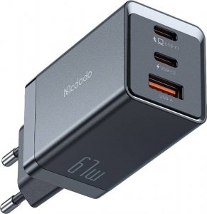 Ładowarka Mcdodo Ładowarka sieciowa GaN Mcdodo CH-1544, 2x USB-C, 1x USB, 67W + kabel USB-C do USB-C (czarna) 2