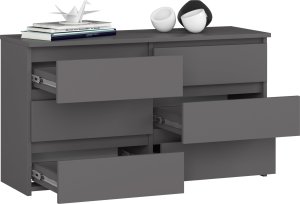 Fabryka Mebli Akord Komoda do salonu CL 100 cm 6 szuflad klasyczna - grafit szary 2