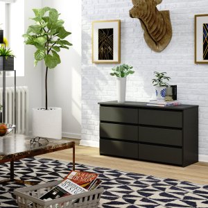 Fabryka Mebli Akord Komoda do salonu CL 100 cm 6 szuflad klasyczna - grafit szary 5