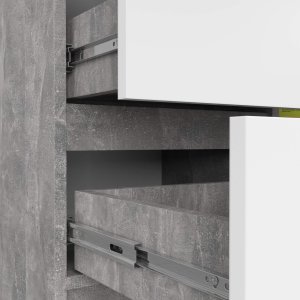 Fabryka Mebli Akord Komoda bezuchwytowa JERRY 80 cm nowoczesna 1 drzwi 3 szuflady 2 półki - beton biała 4