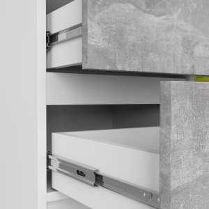 Fabryka Mebli Akord Komoda bezuchwytowa JERRY 80 cm nowoczesna 1 drzwi 3 szuflady 2 półki - biała beton 4