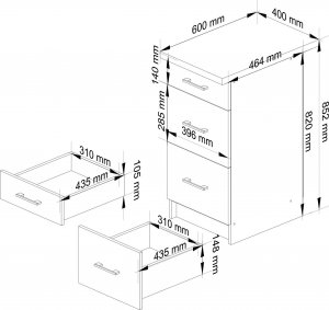 Fabryka Mebli Akord Szafka kuchenna stojąca OLIWIA 40 cm 3 szuflady plus blat - biała 3