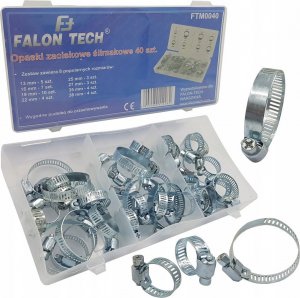 Falon-Tech OPASKI ZACISKOWE ŚLIMAKOWE ZESTAW 40 szt. 13-38 mm 1