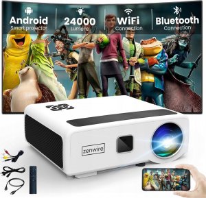 Projektor Zenwire Projektor Rzutnik LED WiFi 2.4/5GHz Android TV FULL HD 4K 24000lm 800 ansi Autofocus Autokeystone 4D Bluetooth 2x HDMI/2x USB/Ethernet/Audio Zenwire e660h 1
