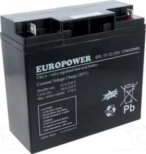 Europower Akumulator 12V 17Ah AGM Europower EPL17-12 żywotność 15 lat! 1