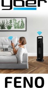 Termowentylator Yoer FARELKA Elektryczna TERMOWENTYLATOR Ceramiczny ECO* Grzejnik 2000W + WI-FI + Pilot - Feno FH04BK 2