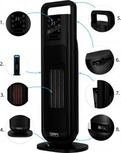 Termowentylator Yoer FARELKA Elektryczna TERMOWENTYLATOR Ceramiczny ECO* Grzejnik 2000W + WI-FI + Pilot - Feno FH04BK 3