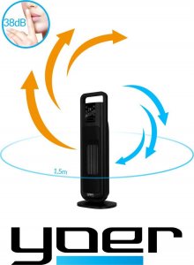 Termowentylator Yoer FARELKA Elektryczna TERMOWENTYLATOR Ceramiczny ECO* Grzejnik 2000W + WI-FI + Pilot - Feno FH04BK 5