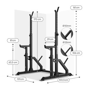 Zipro Stojak pod sztangę LIFT z asekuracją i miejscem na obciążenia 2