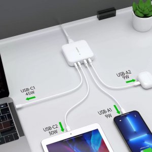 Ładowarka Choetech Ładowarka sieciowa Choetech PD8008, 2x USB-C, 2x USB-A, GaN, 100W (biała) 4
