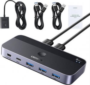 Ugreen Przełącznik switch USB 3.0 UGREEN CM662, 2X4 out (czarny) 2