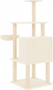 vidaXL Drapak dla kota z sizalowymi słupkami, kremowy, 132 cm 5