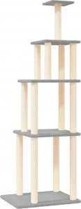 vidaXL Drapak dla kota, z sizalowymi słupkami, jasnoszary, 183 cm 2