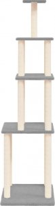vidaXL Drapak dla kota, z sizalowymi słupkami, jasnoszary, 183 cm 4