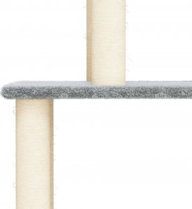 vidaXL Drapak dla kota, z sizalowymi słupkami, jasnoszary, 183 cm 5