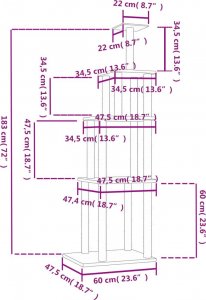 vidaXL Drapak dla kota, z sizalowymi słupkami, jasnoszary, 183 cm 6