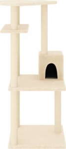 vidaXL Drapak dla kota z sizalowymi słupkami, kremowy, 123 cm 3