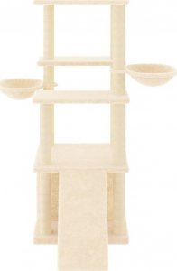 vidaXL Drapak dla kota z sizalowymi słupkami, kremowy, 133 cm 3