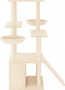 vidaXL Drapak dla kota z sizalowymi słupkami, kremowy, 133 cm 4