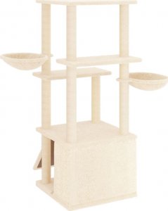 vidaXL Drapak dla kota z sizalowymi słupkami, kremowy, 133 cm 5