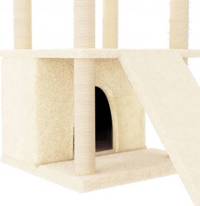 vidaXL Drapak dla kota z sizalowymi słupkami, kremowy, 133 cm 7