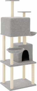 vidaXL Drapak dla kota, z sizalowymi słupkami, jasnoszary, 180 cm 2