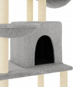 vidaXL Drapak dla kota, z sizalowymi słupkami, jasnoszary, 180 cm 6